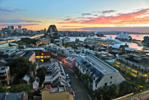 Sydney / The Rocks mit Harbour Bridge und Opera House